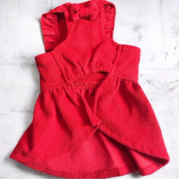 Puppy Corduroy Princess Pinafore Bow Dress with Matching Hair Bow - Picture 7 of 9